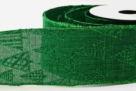 Christmas Trees Wired Ribbon_KF6668GH-3_Green